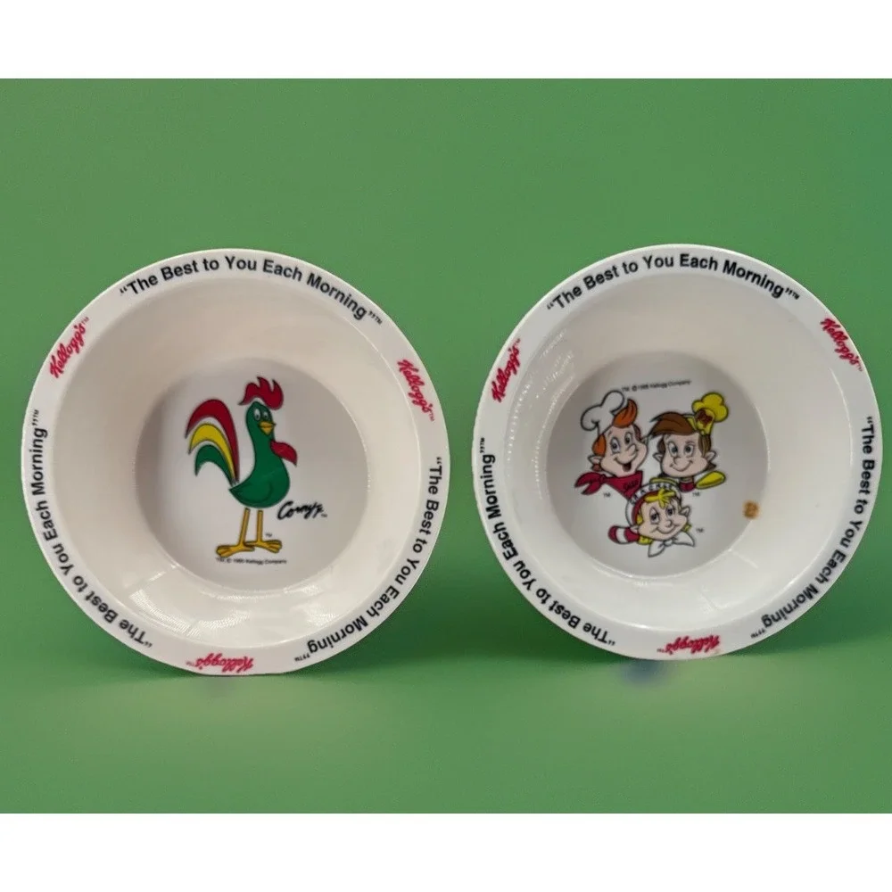 Kellogg's Vintage 1995‎ Cereal Bowls Set of 2 Snap, Crackle, Pop And Corny